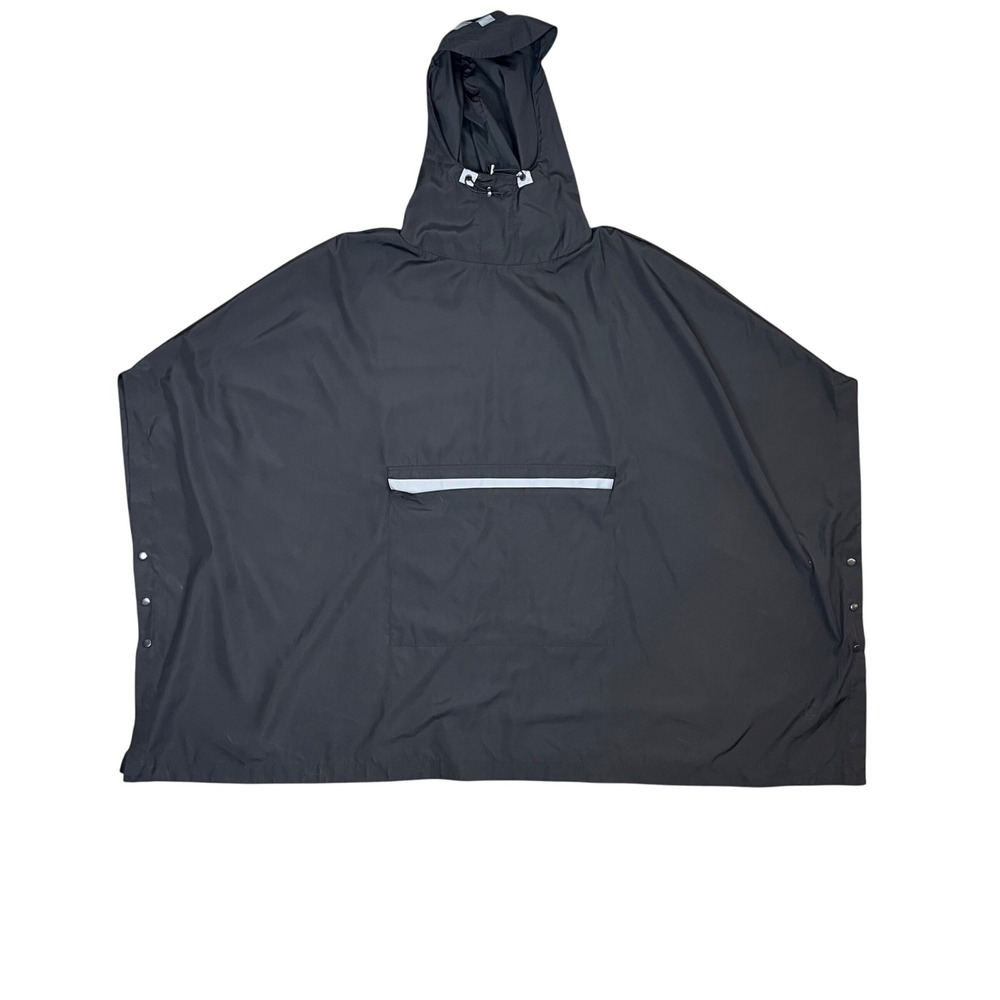MDNT 45 Black Poncho Hooded Raincoat‎ Oversized Unisex Reflective Pocket